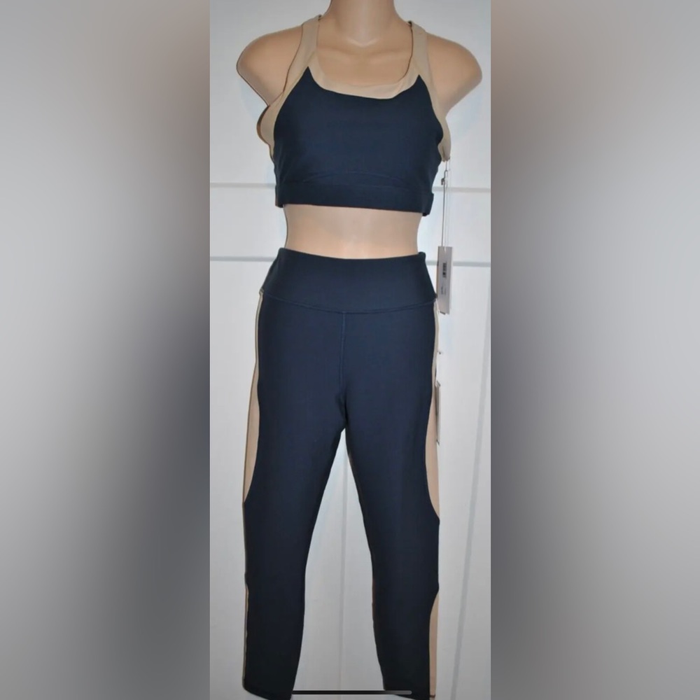 CALME by Johnny Was Endurance Color Blocked Leggings & Bra Top Outfit M NWT $206